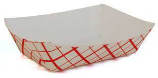 [5FD] 5 lb Paper Food Dish Waxed Red White Checkered