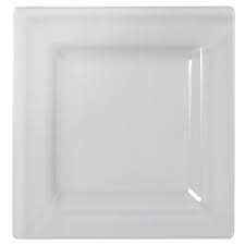 Plate Square 9" White Plastic