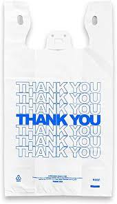 1/6 T-Shirt Bag Thank You Blue .8 Mil